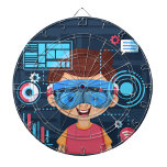 Augmented Reality Dart Board<br><div class="desc">A cartoon boy with light skin and brown hair,  wearing a virtual reality headset.</div>