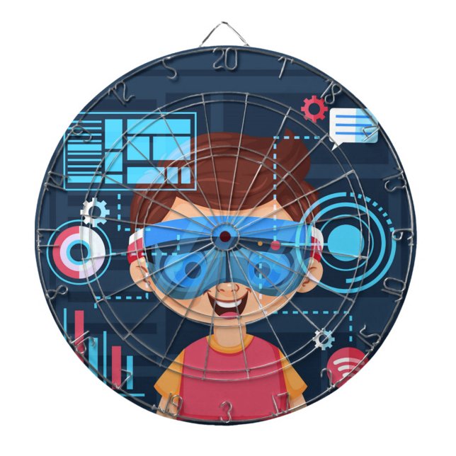 Augmented Reality Dart Board (A cartoon boy wearing a headset!)