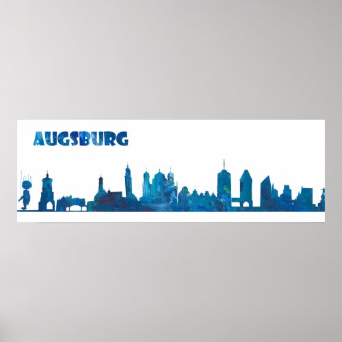 Augsburg Germany Skyline Silhouette Poster