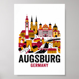 Augsburg Germany Skyline Travel Novelty For Poster
