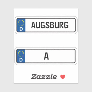 Augsburg kennzeichen, German Car License Plate Sticker