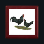 Augsburger Chickens Jewelry Box<br><div class="desc">The cup like combs of Augsburger chickens are unusual and attractive as well as their glossy black plumage. They lay white eggs.</div>