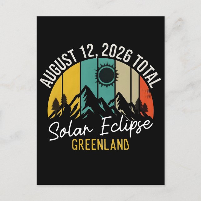 August 12 2026 total solar eclipse greenland  holiday postcard (Front)