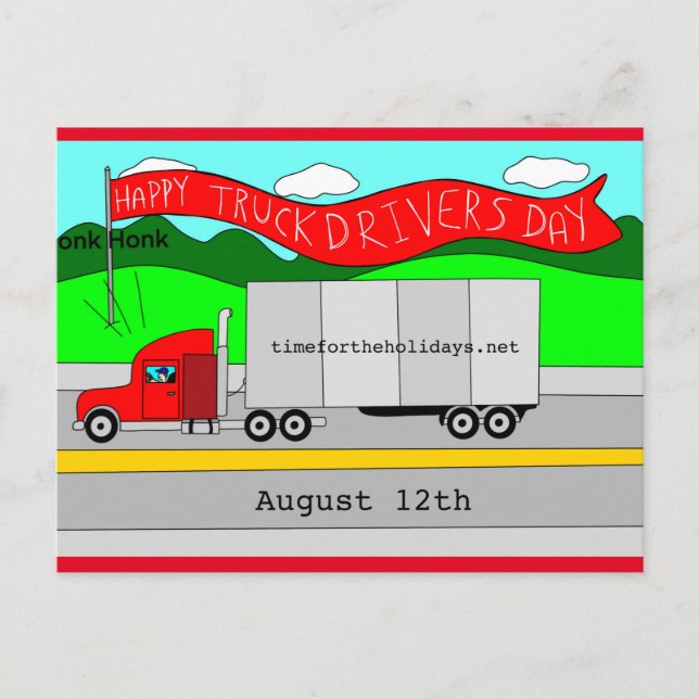 August 12th is National Truck Drivers Day  Postcard (Front)