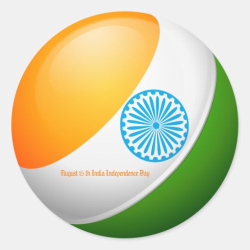 August 15 India Independence Day Classic Round Sticker