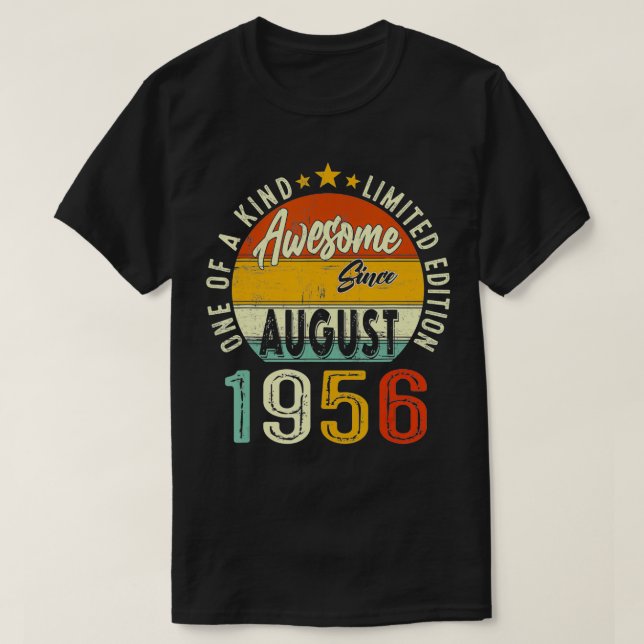 August 1956 Limited Edition 65th Birthday 65 Years T-Shirt (Design Front)