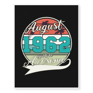 August 1962 Retro Gift Idea Temporary Tattoos