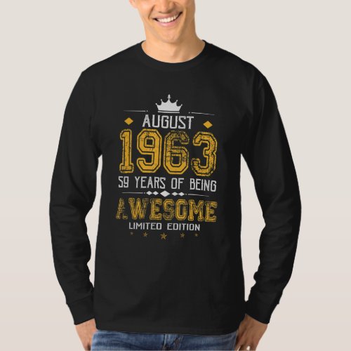 August 1963 59 Years Of Being Awesome T_Shirt