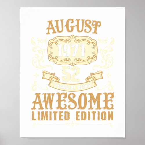 August 1971 52 Years Of Being Awesome Limited Edit Poster