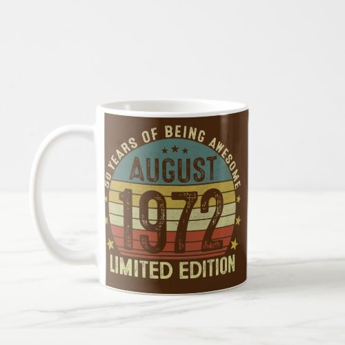 August 1972 50 Years Old Gift For Men Vintage Coffee Mug