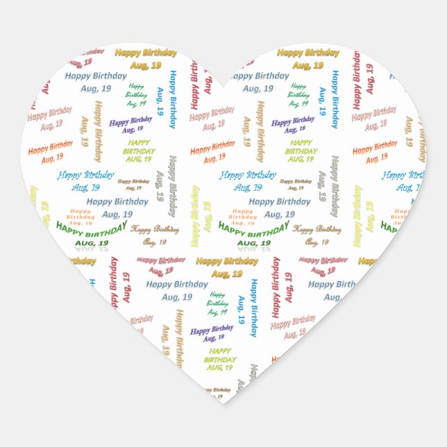 August, 19 Birthday Sticker (Front)