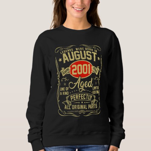 August 2001 21st Birthday  21 Year Old Men Women 4 Sweatshirt