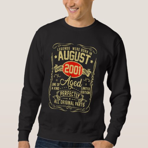 August 2001 21st Birthday  21 Year Old Men Women 4 Sweatshirt