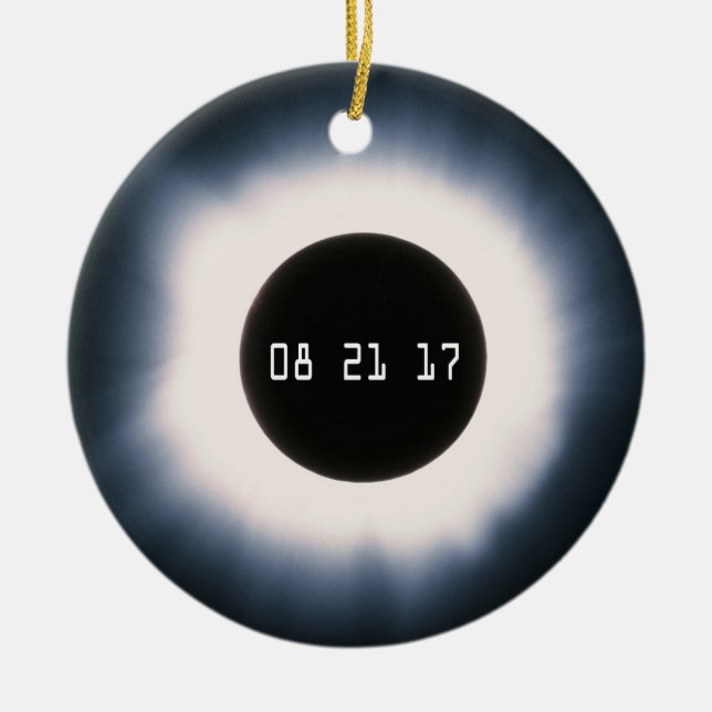 August 2017 Total Solar Eclipse in Black and White Ceramic Ornament (Front)