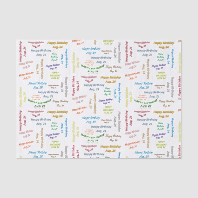 August, 24 Birthday Tissue Paper (Front)