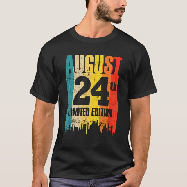 August 24 Limited Edition Month 8 24th Day Retro V T-Shirt (Front)