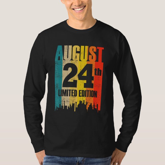 August 24 Limited Edition Month 8 24th Day Retro V T-Shirt (Front)