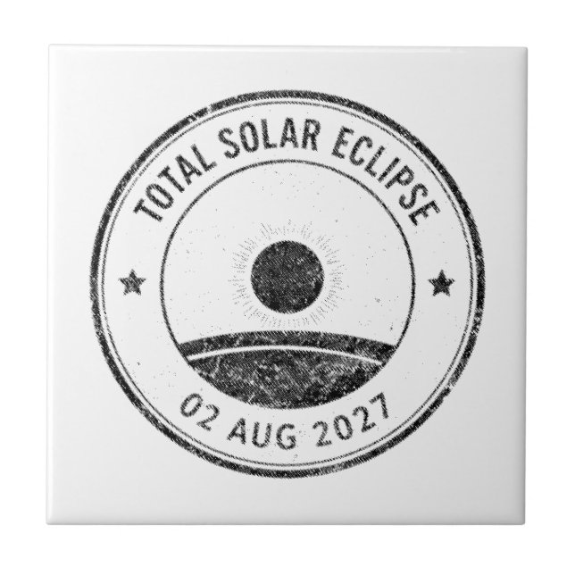 August 2 2027 Solar Eclipse Ceramic Tile (Front)