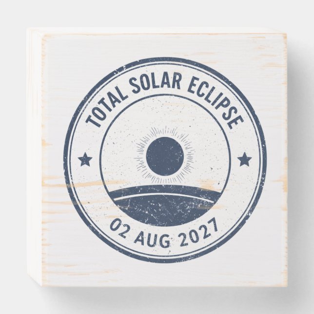 August 2 2027 Solar Eclipse Wooden Box Sign (Front Horizontal)