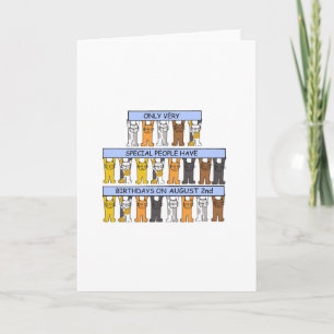 August 2nd Birthday Cartoon Cats Card