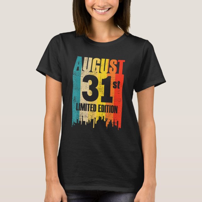 August 31 Limited Edition Month 8 31st Day Retro V T-Shirt (Front)