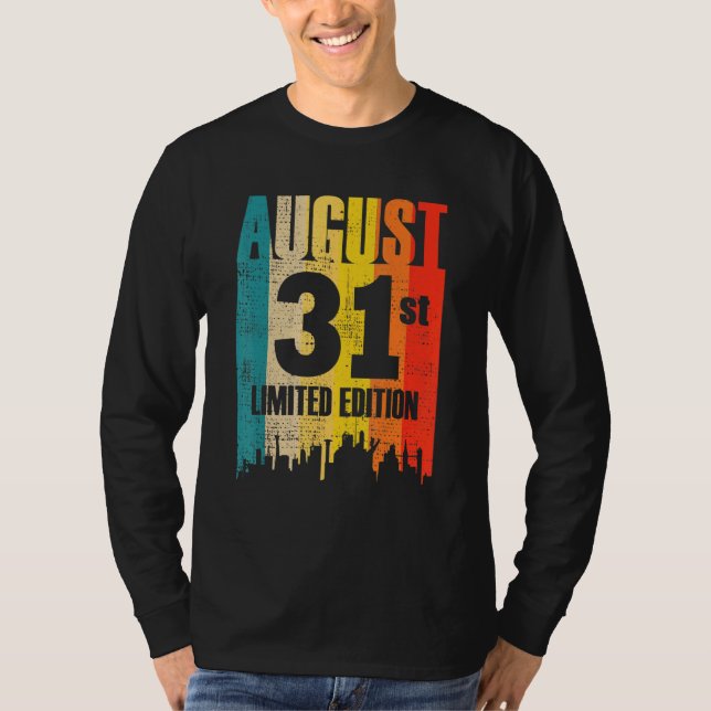 August 31 Limited Edition Month 8 31st Day Retro V T-Shirt (Front)