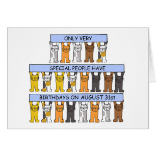 August 31st Birthday Cute Cartoon Cats Cards