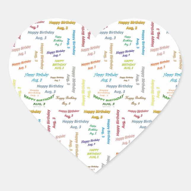 August, 3 Birthday Sticker (Front)