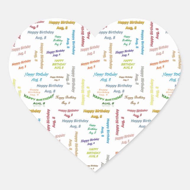 August, 8 Birthday Sticker (Front)