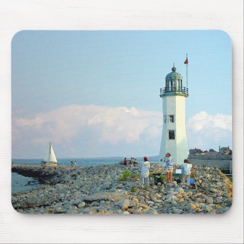 August at Scituate Light Mouse Pad