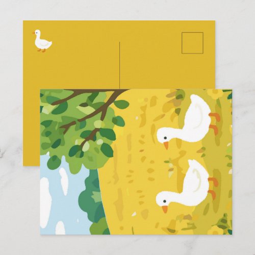 August Autumn Duck Holiday Postcard