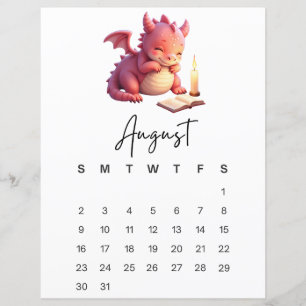 August Baby Dragon Storybook Fantasy Calendar 