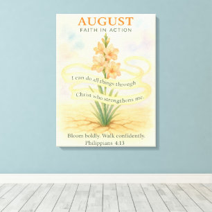 August Bible Verse Swan Faith in Action Christian Canvas Print