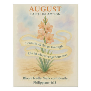 August Bible Verse Swan Faith in Action Christian Faux Canvas Print