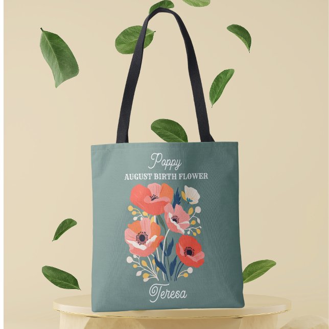 August Birth Flower Custom Name Tote Bag (Creator Uploaded)