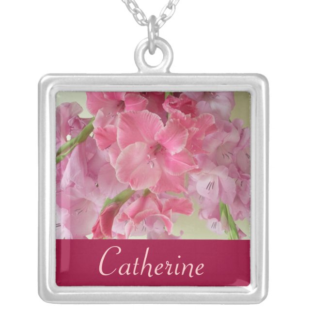 AUGUST Birth Flower - Gladiola Necklace (Front)
