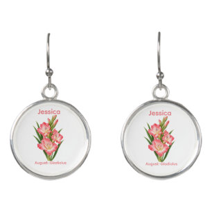 August Birth Flower Gladiolus Floral Earrings