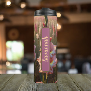 August Birth Flower Gladiolus Personalized 16 oz Thermal Tumbler