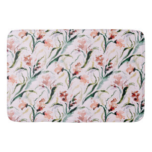 August Birth Flower Gladiolus Watercolor Pattern Bath Mat