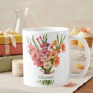 August Birth Flower Mug Gladiolus & Poppies