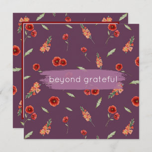 August Birth Flower Poppy Gladiolus Grateful Thank You Card