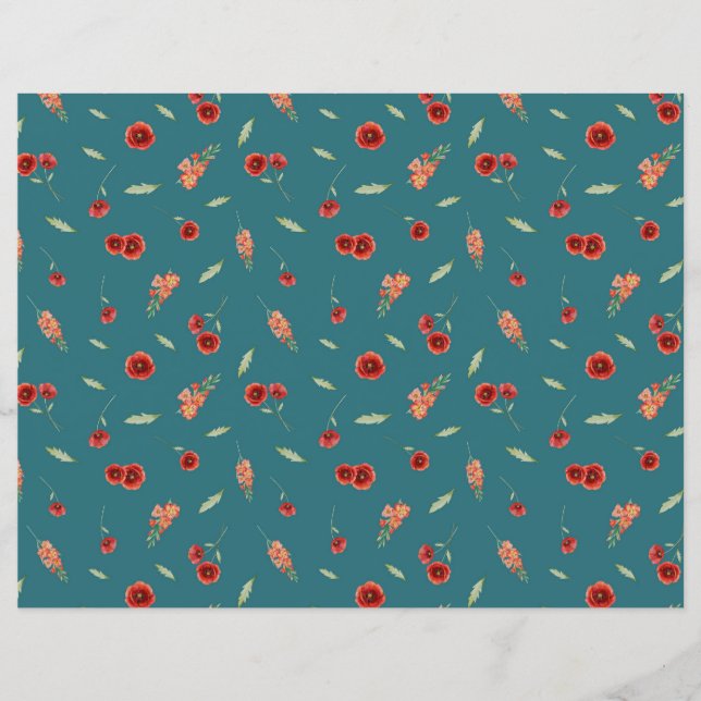 August Birth Flowers Poppy Gladiolus Paper Sheet (Front)