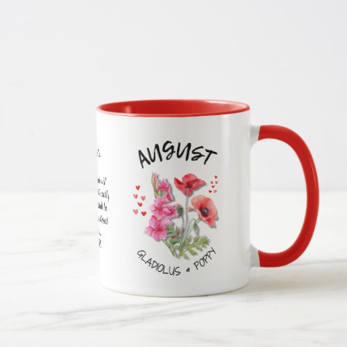 AUGUST Birth Month Flower Custom Name Christian Mug