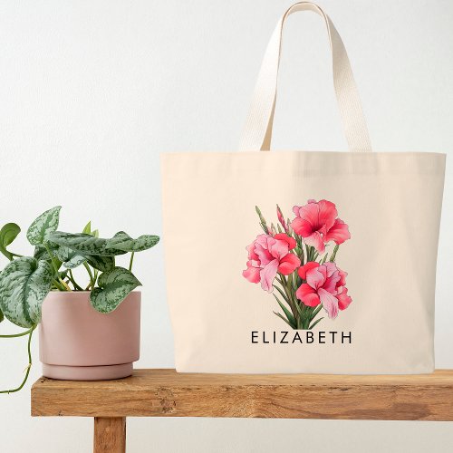August Birth Month Flower Customized Gift for Her Large Tote Bag