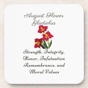 August Birth Month Flower Gladiolus Birth Gift Beverage Coaster