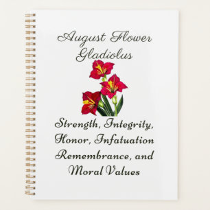 August Birth Month Flower Gladiolus Birth Gift Planner