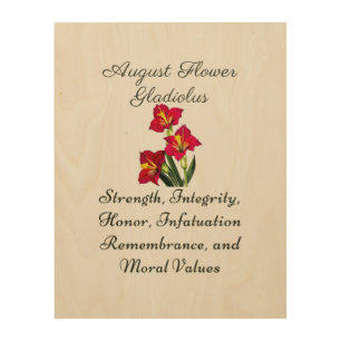 August Birth Month Flower Gladiolus Birth Gift Wood Wall Art