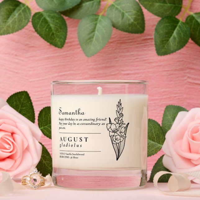 August Birth Month Flower Gladiolus Birthday Gift Scented Candle (Wedding)