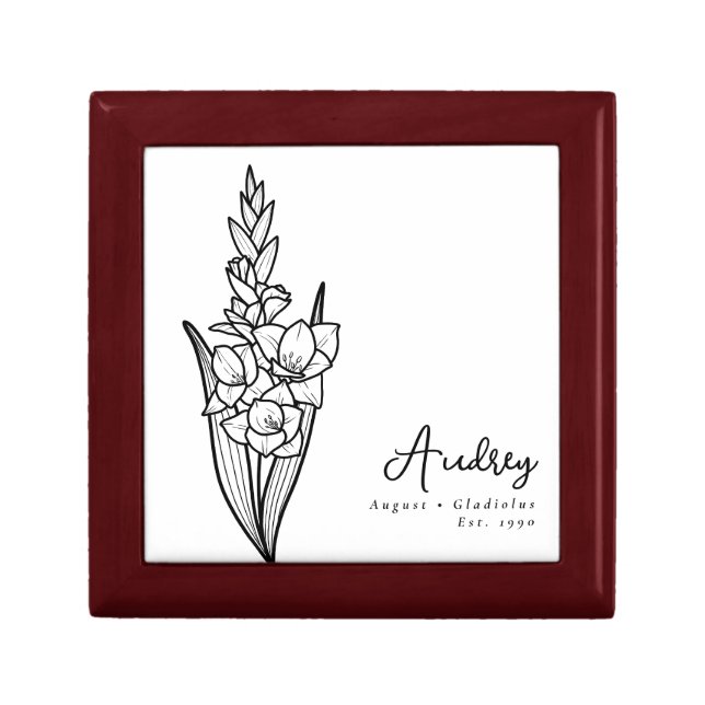 August Birth Month Flower Gladiolus Minimalist Gift Box (Front)