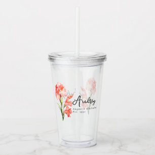 August Birth Month Flower Gladiolus Personalized Acrylic Tumbler